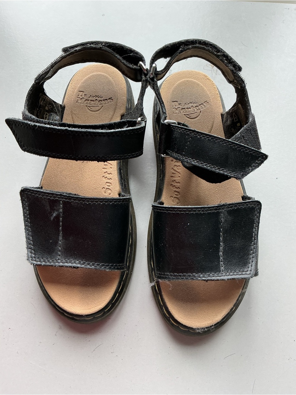 Dr. Martens Black Leather Velcro Strap Sandals ladies size 5 or 36 Eur